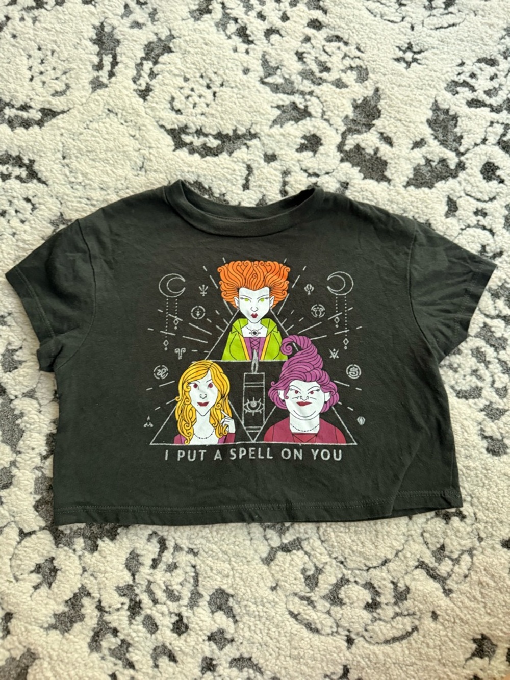 Disney Black Short-Sleeve Tee with Colorful Witch Trio Graphic